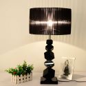 Design Tischleuchte Kristall mit Schwarz Schirm Trommel Design