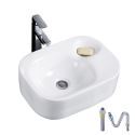 Waschbecken Keramik Eckig Design in Weiß für Badezimmer