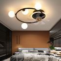 Led Deckenleuchte Ring Design mit Ventilator Glas Kugel