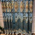 Chenille Vorhang Luxus mit Floral Stickerei onhe Querbehang (1er Pack)
