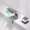 (EU Lager)Farbwechsel LED Wasserfall breite Bad Waschtischarmatur (verchromt)